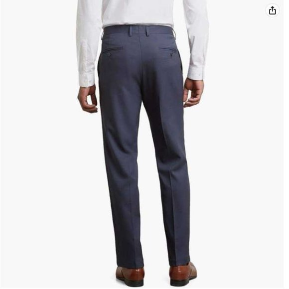 Men's 34x34 Kenneth Cole Reaction stretch modern fit flat front dress pant navy - Picture 3 of 13